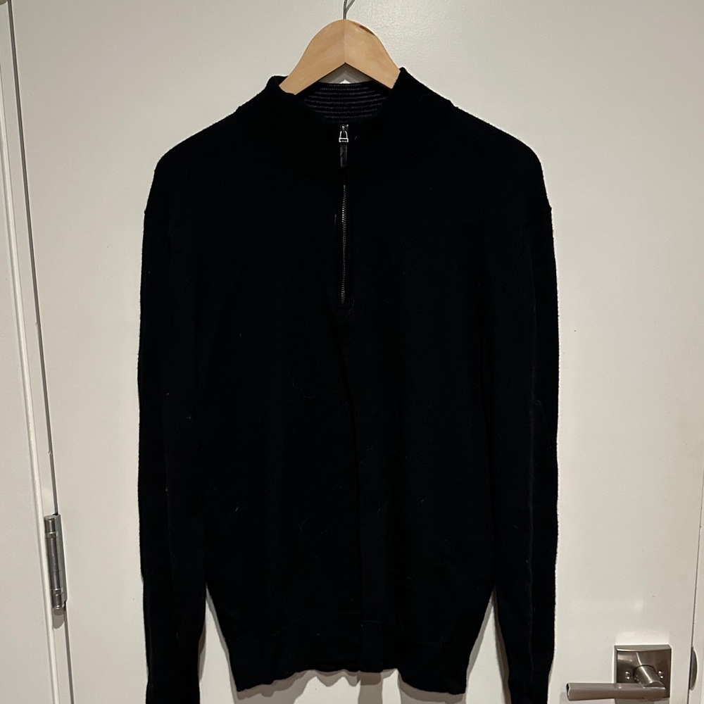 UNTUCKit Men's Black Zip Mock-Neck Sweater